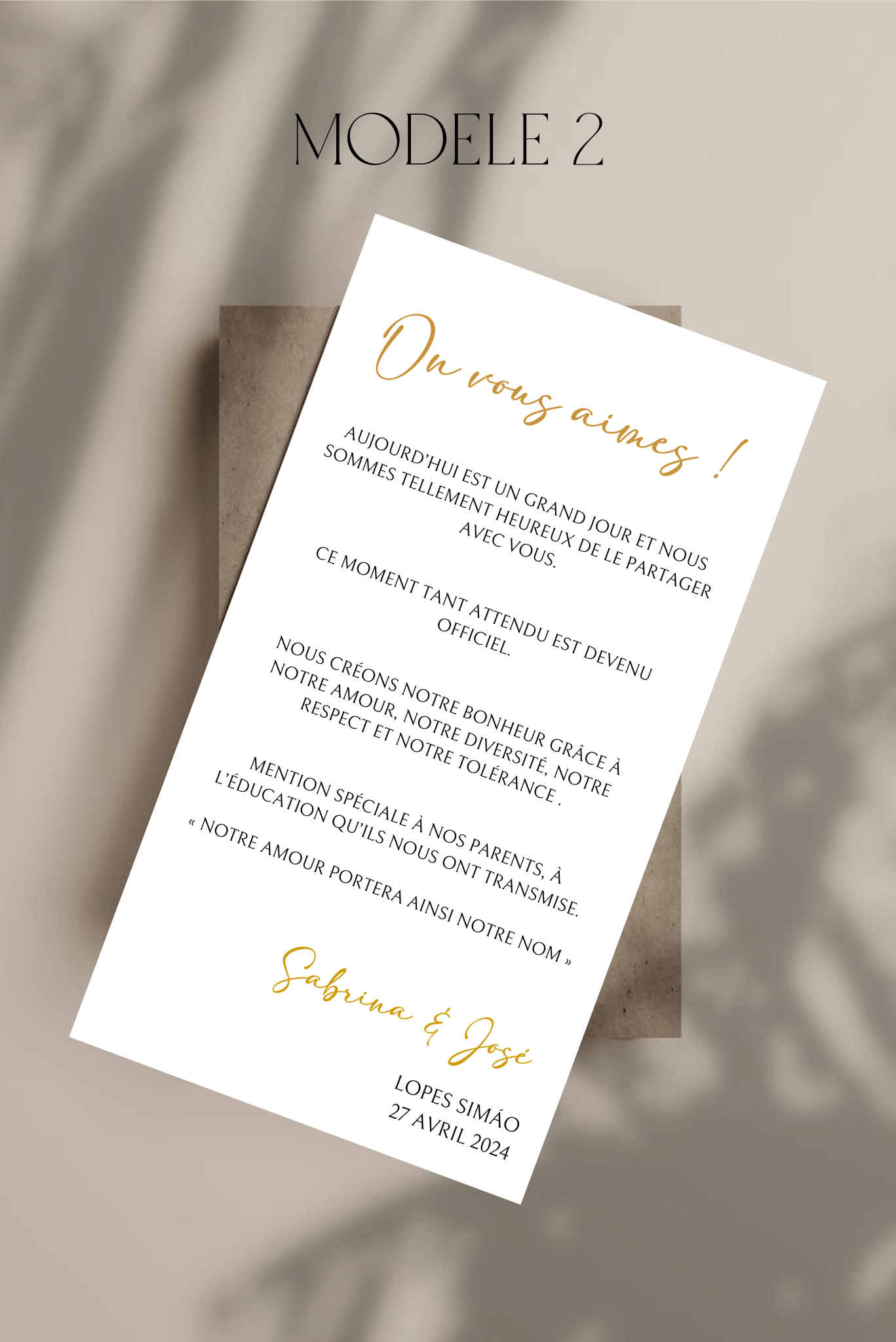 Carte de bienvenue mariage ou fiançailles