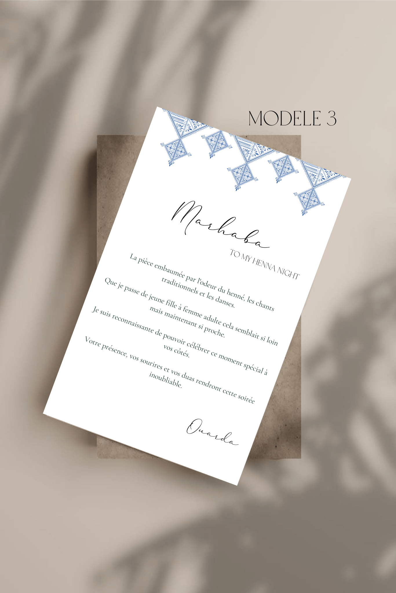 Carte de bienvenue henna