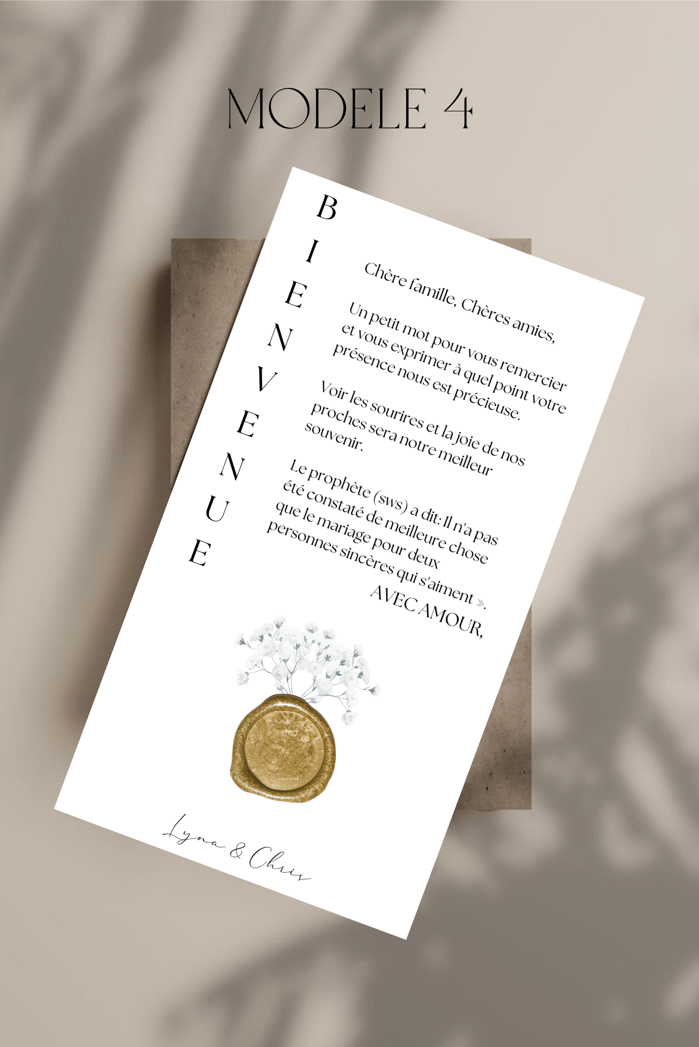 Carte de bienvenue mariage ou fiançailles