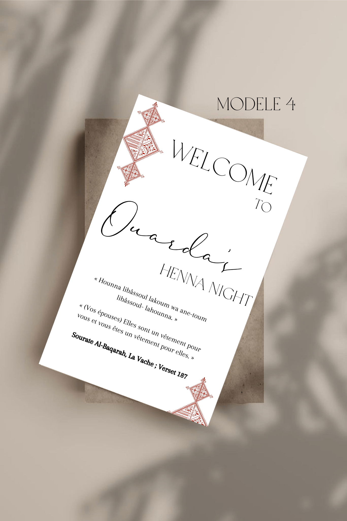 Carte de bienvenue henna
