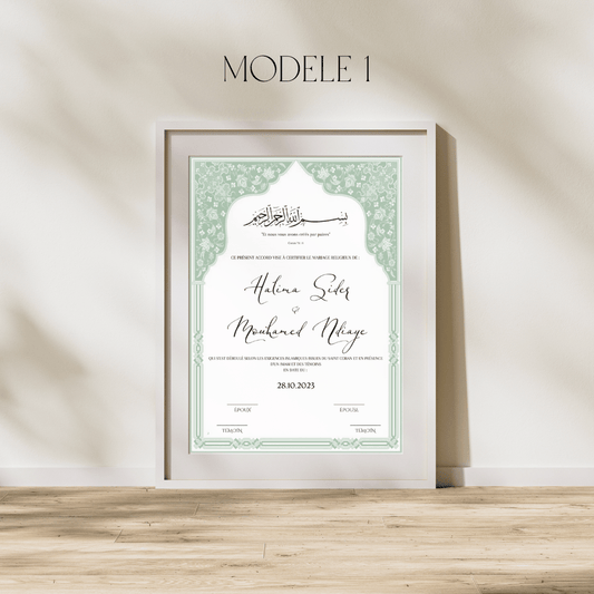 Certificat de mariage