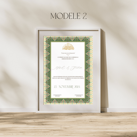 Certificat de mariage