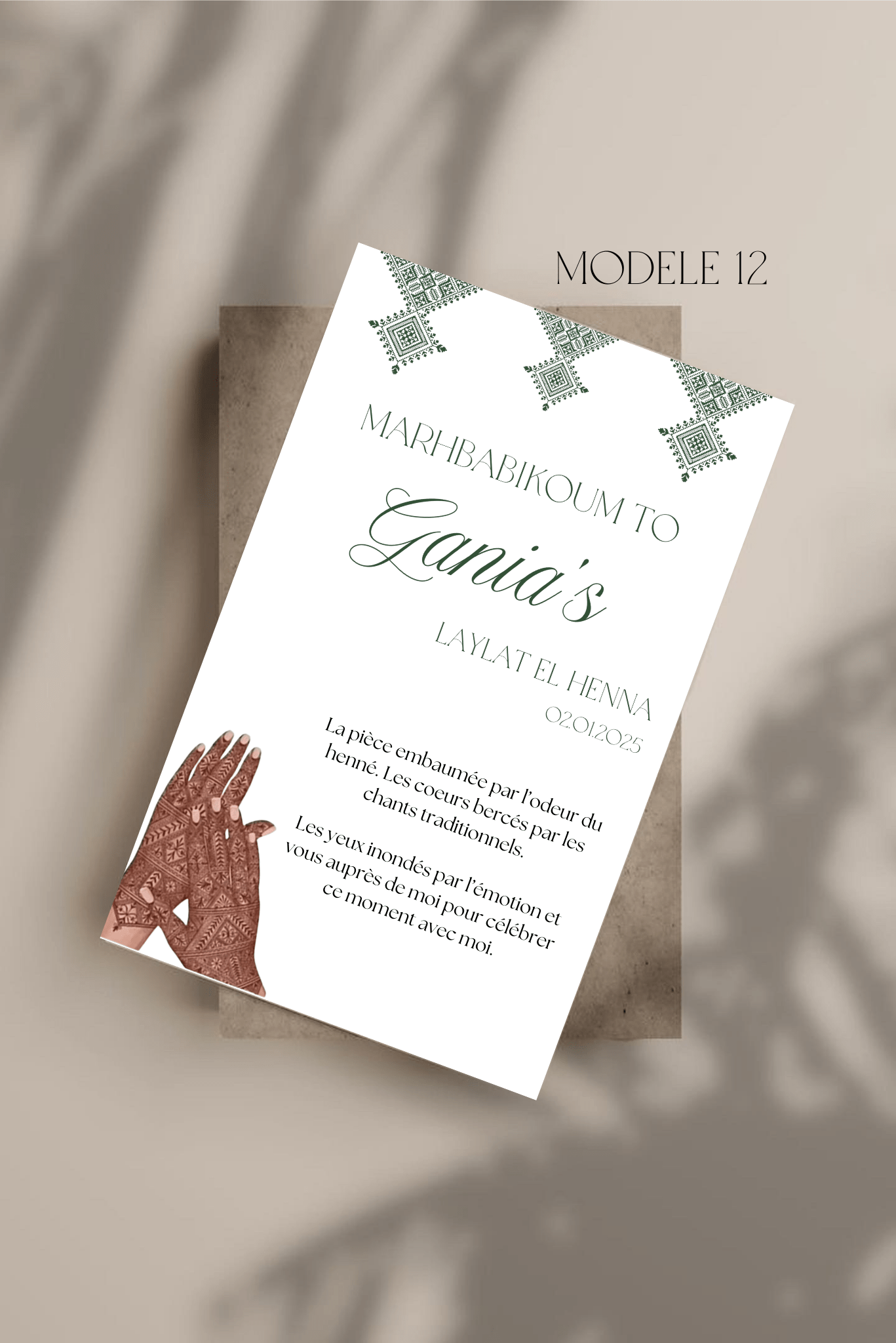 Carte de bienvenue henna