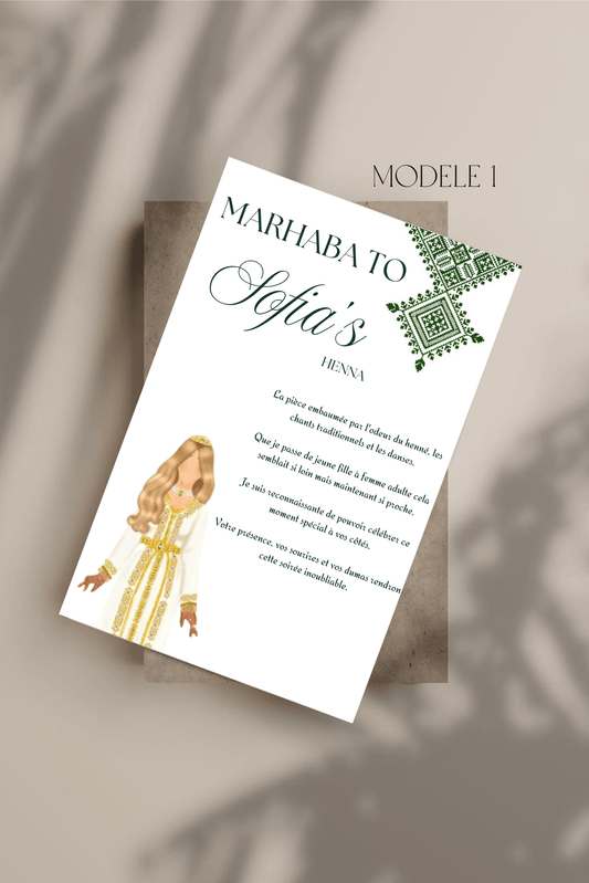 Carte de bienvenue henna